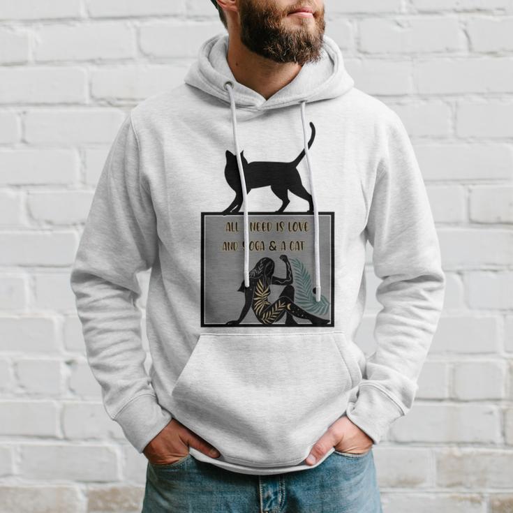 All I Need Is Love And Yoga And A Cat Lovers Gift For Yoga Lovers Funny Cat Hoodie Gifts for Him