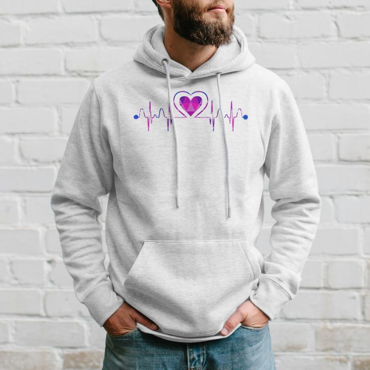 Bisexual Flag Bi Pride Heartbeat Queer Gift Heart Bisexual Hoodie Gifts for Him