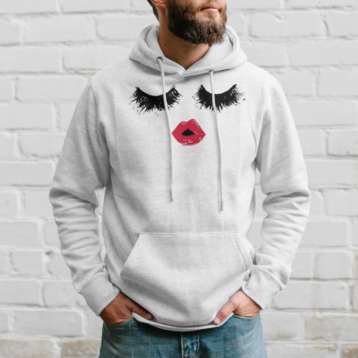 Black Eyelashes Red Lips Mother Day Gift Birthday Holiday Christmas Hoodie Gifts for Him