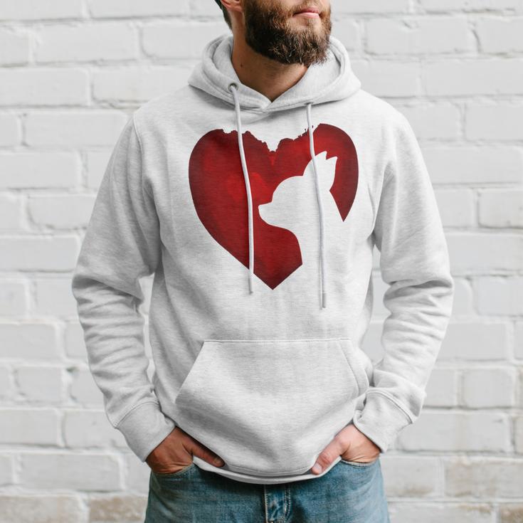 Chihuahua Shape With Red Heart Painting For Valentine Day Hoodie Gifts for Him