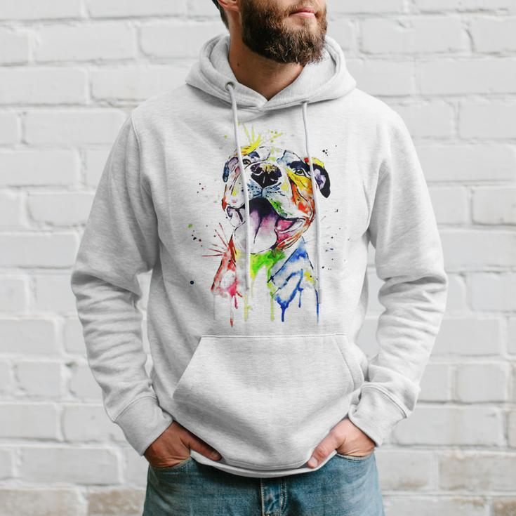 Colorful Pit-Bull Terrier Dog Love-R Dad Mom Boy Girl Funny Hoodie Gifts for Him