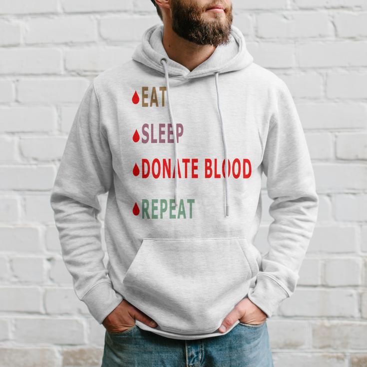 Eat Sleep Donate Blood Repeat Blood Donation Blood Donation Awareness Hoodie Gifts for Him