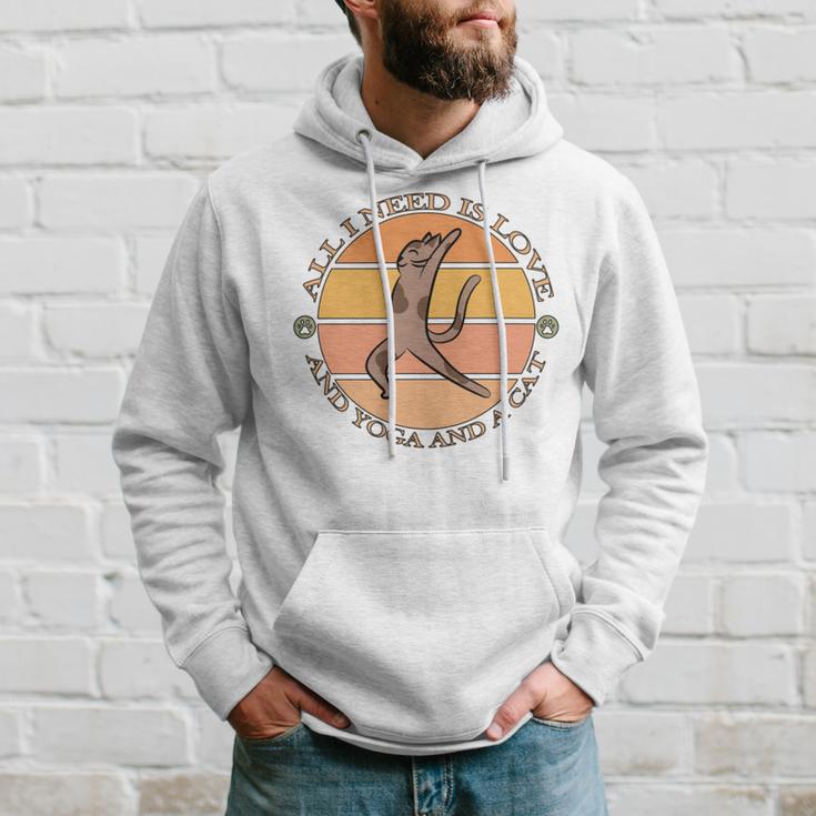 Funny All I Need Is Love And Yoga And A Cat Lovers Gift For Yoga Lovers V2 Hoodie Gifts for Him