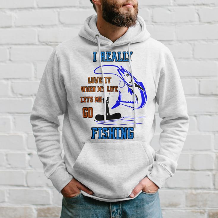 Funny I Really Love It When My Wife Lets Me Go Fishing Hoodie Gifts for Him