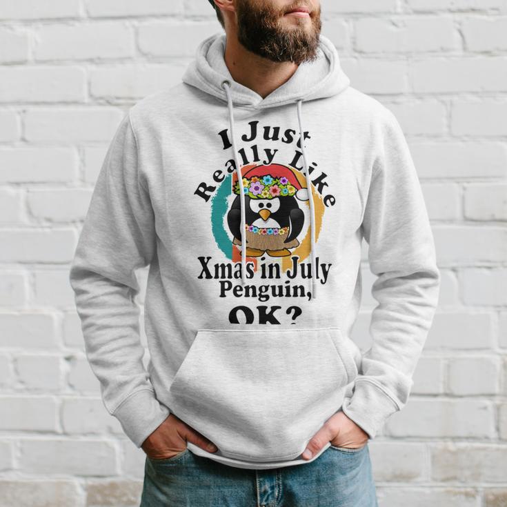 I Really Like Xmas In July Penguin Ok Hoodie Gifts for Him