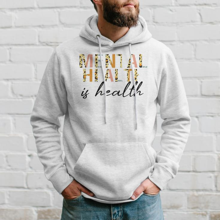 Mental Health Awareness Leopard Graphic Pastel Colors Quote Hoodie Gifts for Him