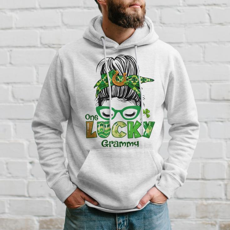 One Lucky Grammy Messy Bun Leopard St Patricks Day Hoodie Gifts for Him