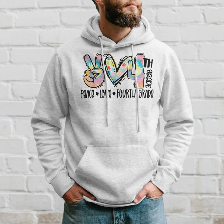 Peace Love Fourth Grade Funny Tie Dye Student Teacher T-Shirt Hoodie Gifts for Him