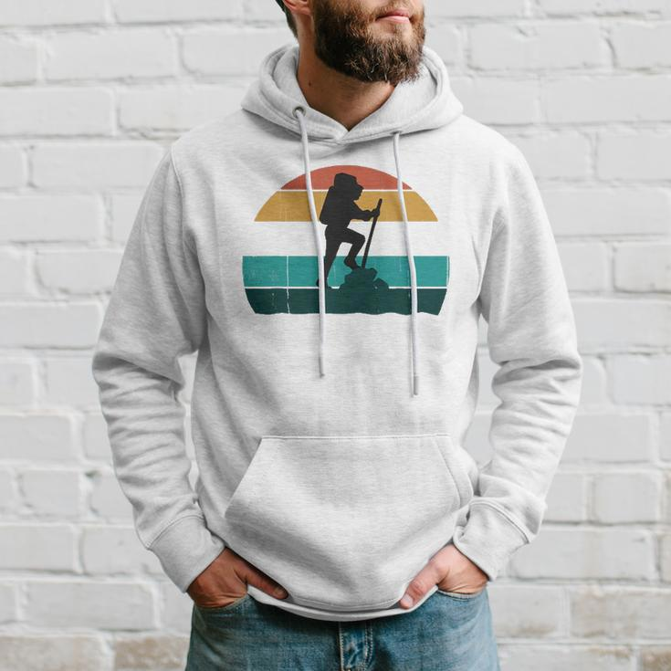 Retro Hiker Vintage Sunset Hiking Explorer Climber Gift Hoodie Gifts for Him