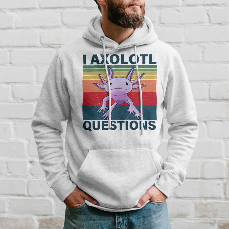 Retro I Axolotl Questions Funny Cute Axolotl Hoodie Gifts for Him