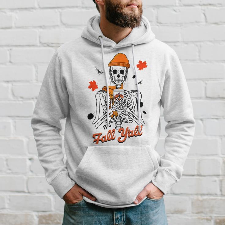 Skeleton It’S Fall Y’All Thanksgiving Funny Autumn Halloween Hoodie Gifts for Him