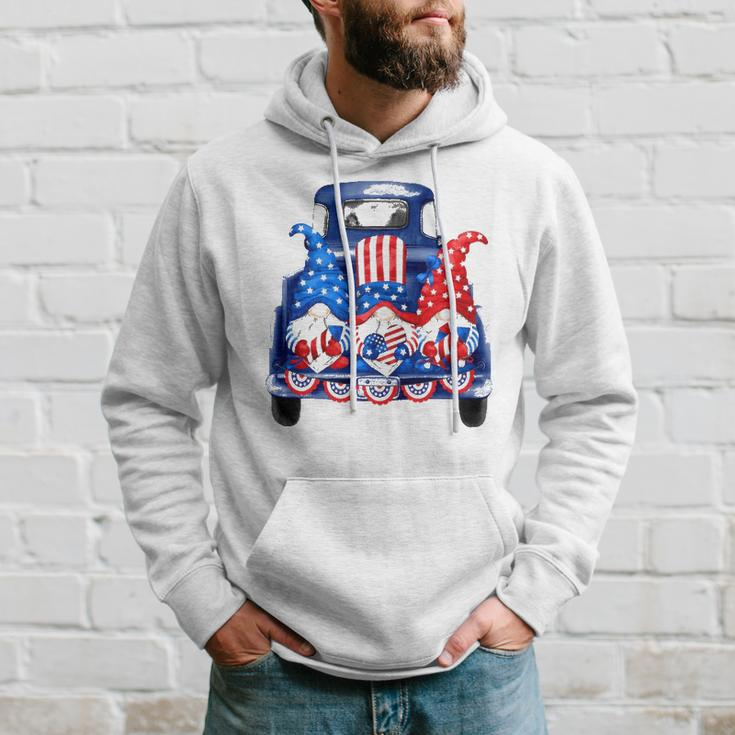 Usa Patriotic Gnomes With American Flag Hats Riding Truck Hoodie Gifts for Him
