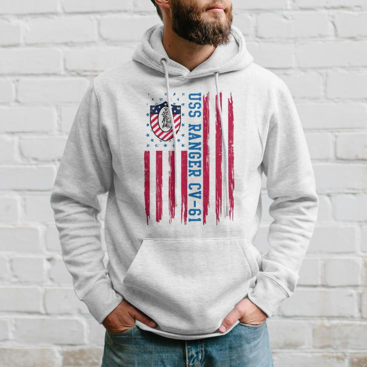 Uss Ranger Cv 61 American Flag Aircraft Carrier Veterans Day Hoodie Gifts for Him