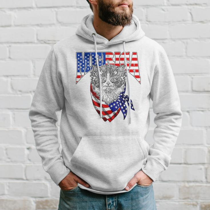 Womens Merica Cat Happy 4Th Of July American Flag Great Family Gift V-Neck Hoodie Gifts for Him