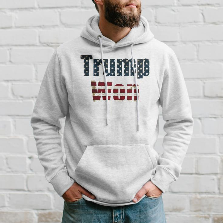 Womens Trump Won Fourth Of July Flag 2024 V-Neck Hoodie Gifts for Him