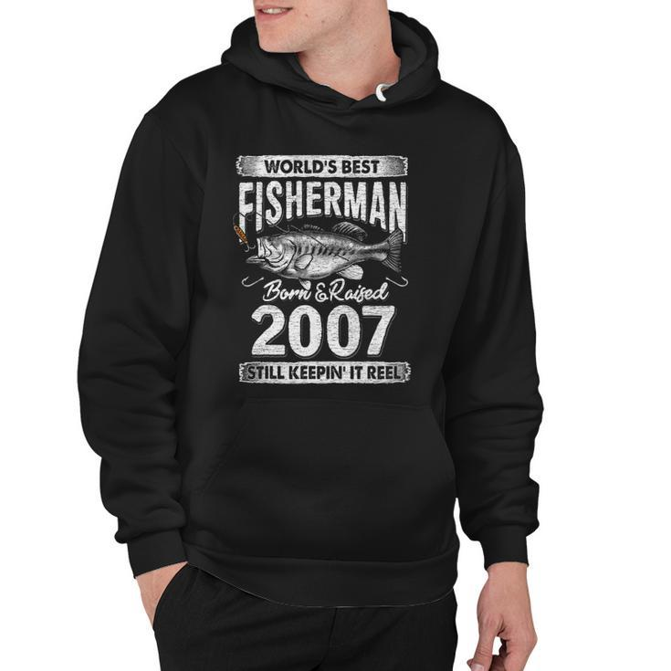 15 Years Old Fisherman Born In 2007 Fisherman 15Th Birthday Hoodie