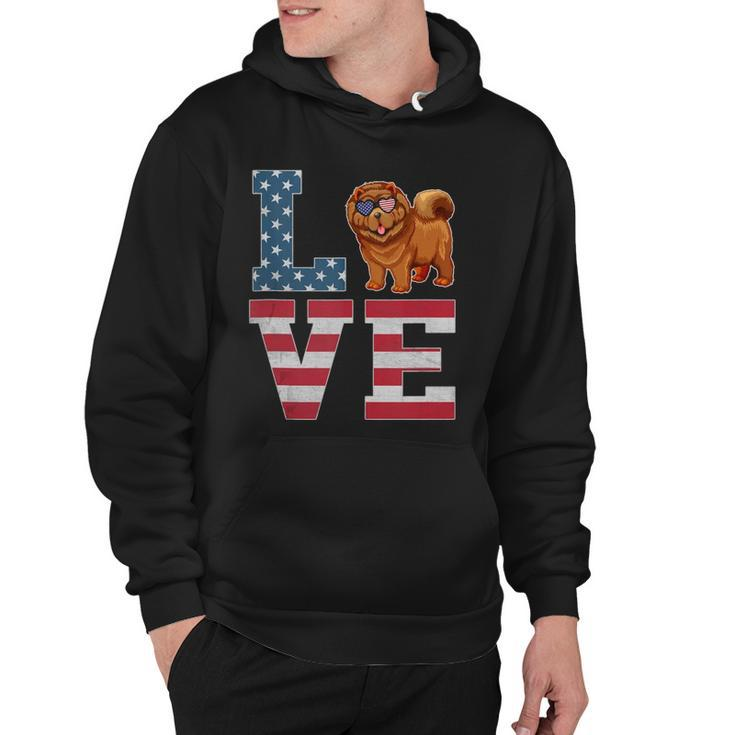 4Th Of July Decor Patriotic Love Chow Chow Dog American Flag  Hoodie