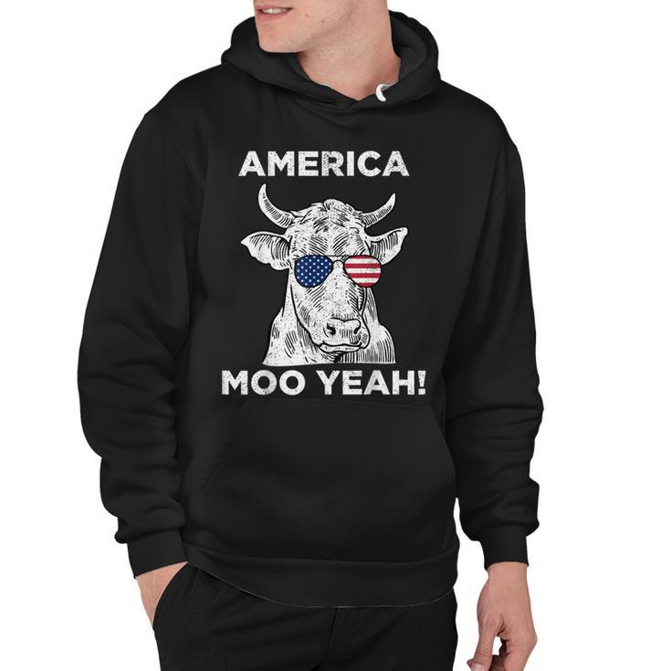 4Th Of July Funny Moo Yeah Cow Glasses T  Boys Girls Us Hoodie