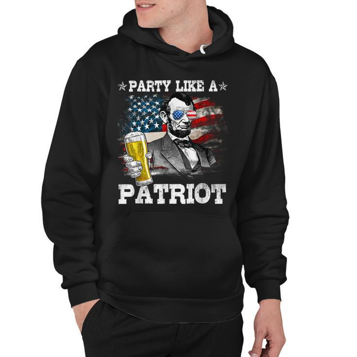 Abraham Lincoln Party Like A Patriot 4Th Of July  Hoodie
