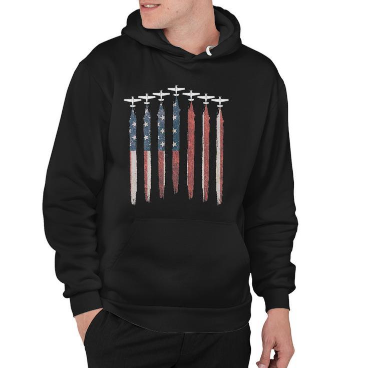 Airplane Pilot Flying Usa Flag Patriot American 4Th Of July Hoodie