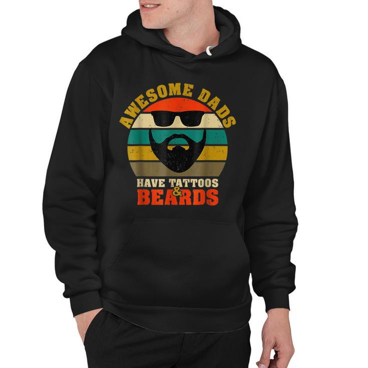 Awesome Dads Have Tattoos And Beards Vintage Fathers Day  V3 Hoodie