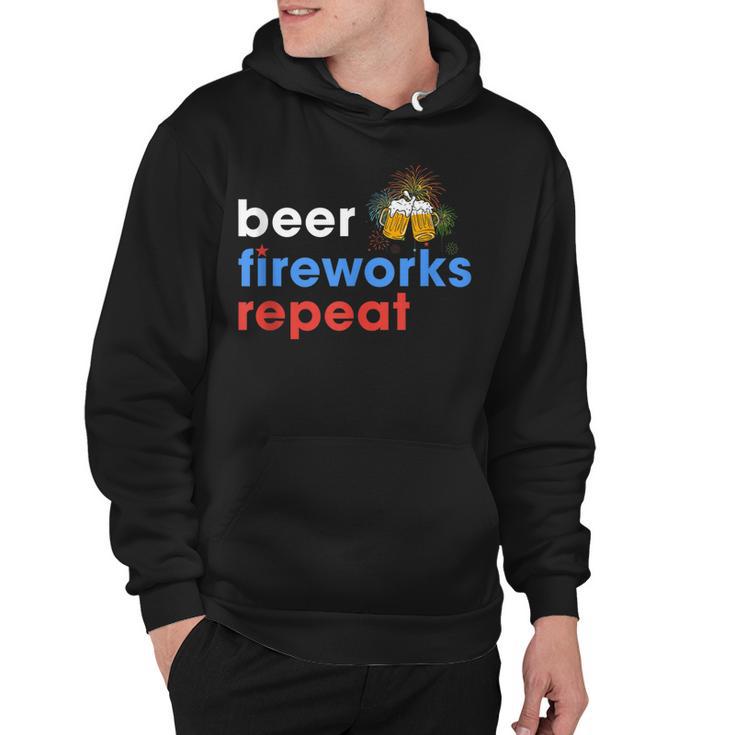 Beer Fireworks Repeat Funny 4Th Of July Beer Lovers Gifts  Hoodie