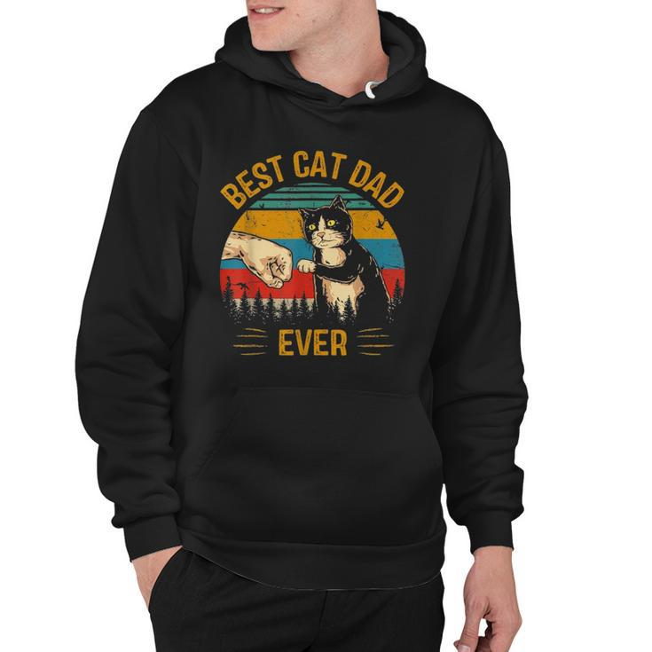Best Cat Dad Ever Paw Fist Bump Fit Vintage Retro Gift Daddy Hoodie