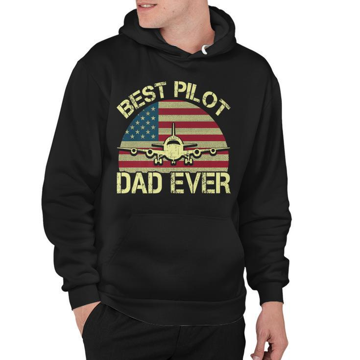 Best Pilot Dad Ever Fathers Day American Flag 4Th Of July   Hoodie