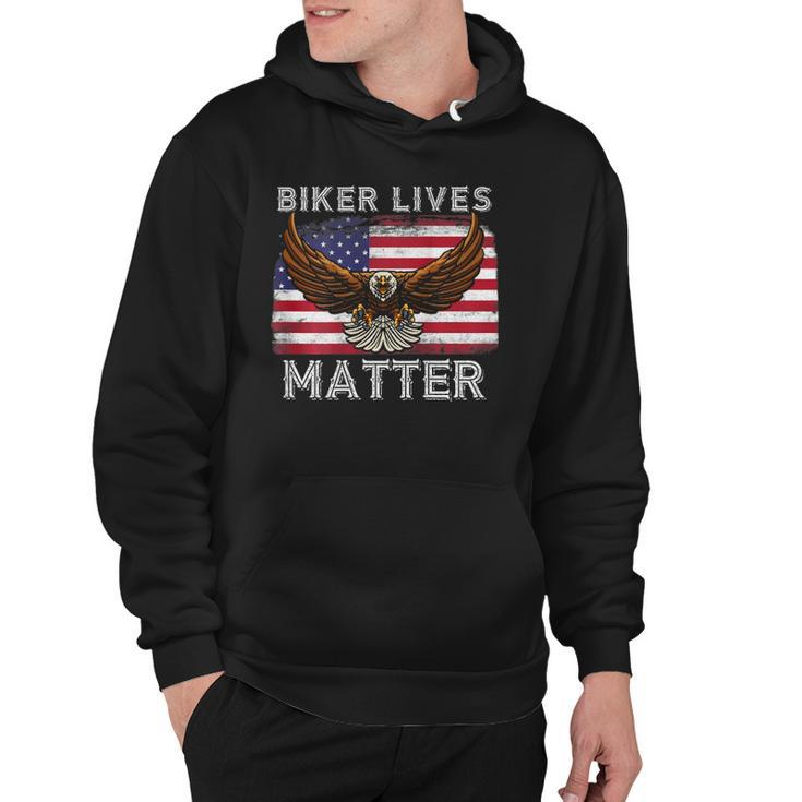 Biker Lives Matter Distressed American Flag Bald Eagle Hoodie