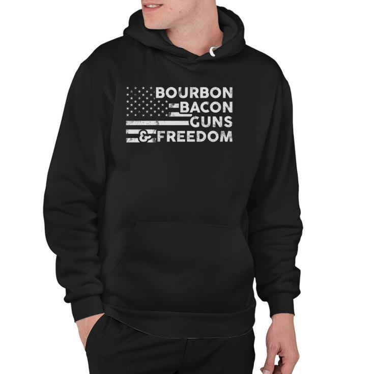 Bourbon Bacon Guns & Freedom 4Th Of July Patriotic Usa Flag  Hoodie