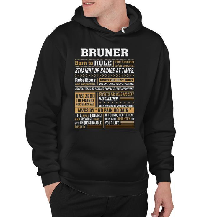 Bruner Name Gift   Bruner Born To Rule Hoodie