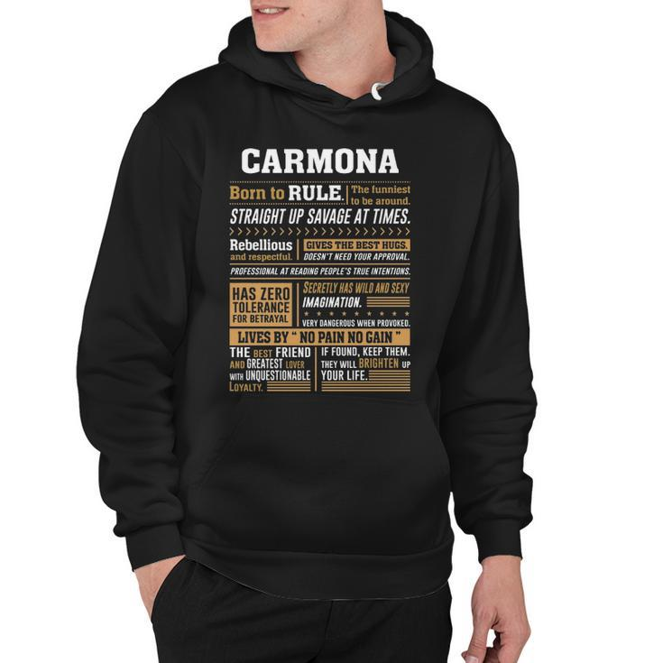 Carmona Name Gift   Carmona Born To Rule Hoodie