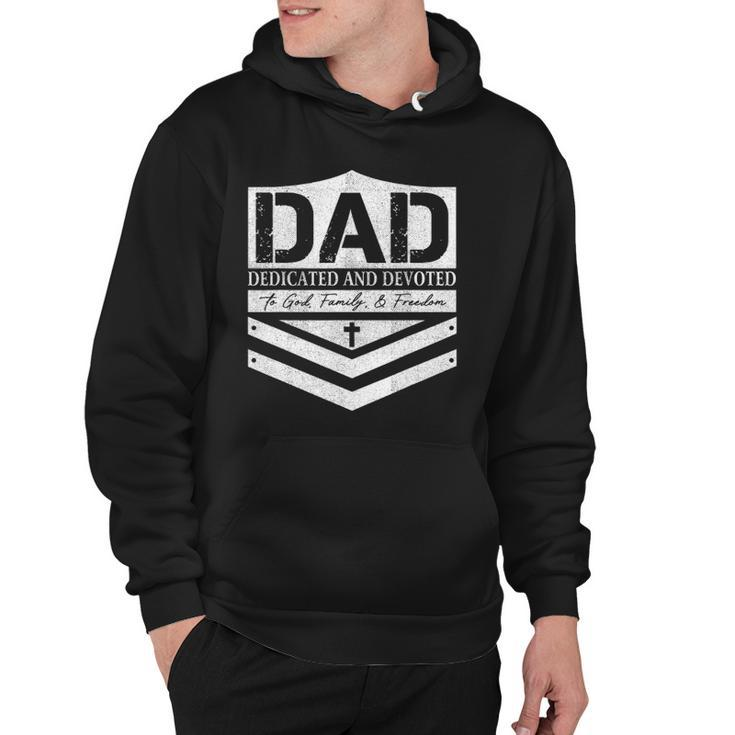 Dad Dedicated And Devoted Happy Fathers Day  For Mens Hoodie