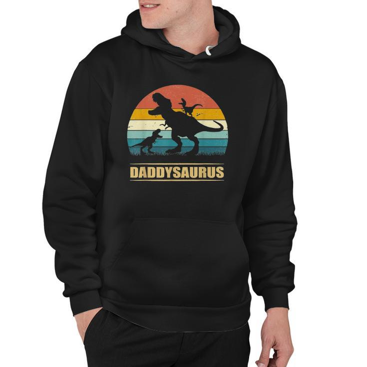 Daddy Dinosaur Daddysaurus 2 Two Kids Gift For Dad Classic Hoodie