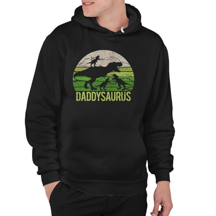 Daddy Dinosaur Daddysaurus 3 Three Kids Gift Dad Christmas Hoodie