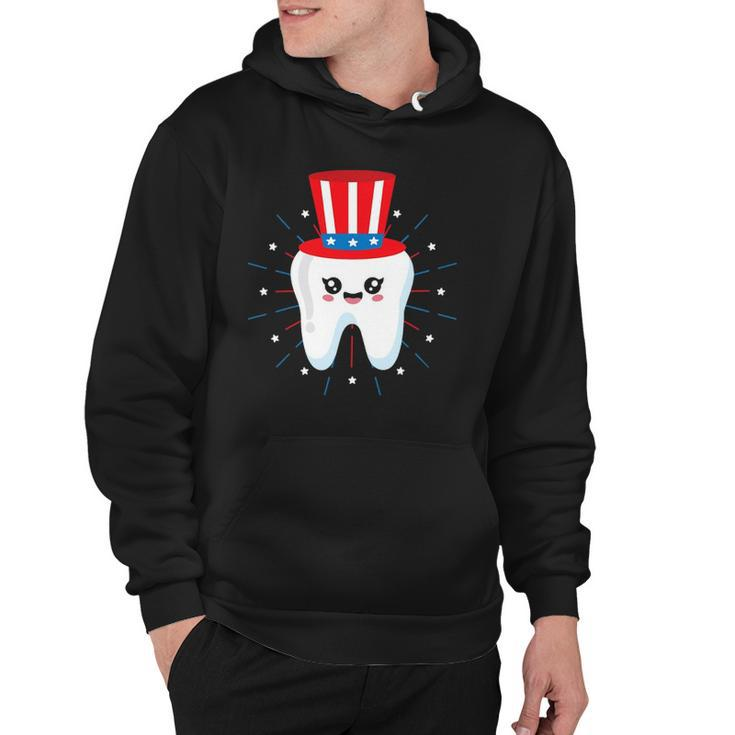 Dental Tooth Uncle Sam Hat 4Th Of July Usa Flag Dentist Gift Hoodie
