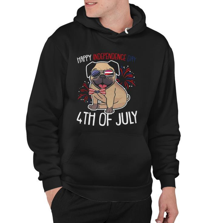 Dog Pug Happy 4Th Of July Usa American Flag Merica Hoodie