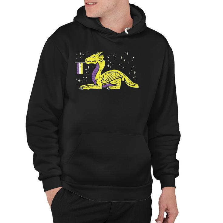 Dragon Mythical Animal Lgbtq Non-Binary Flag Genderqueer Hoodie