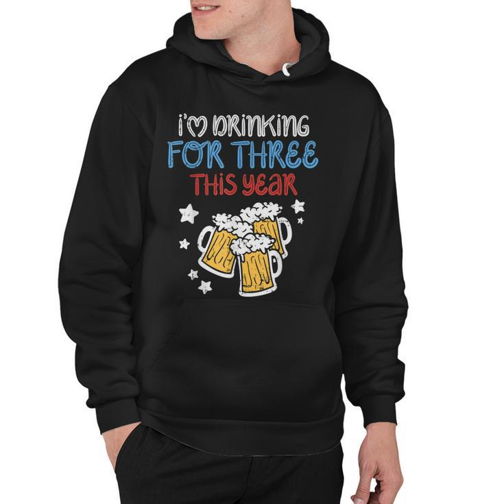 Drinking For Three Funny Baby 4Th Of July Pregnancy Soon Dad  Hoodie