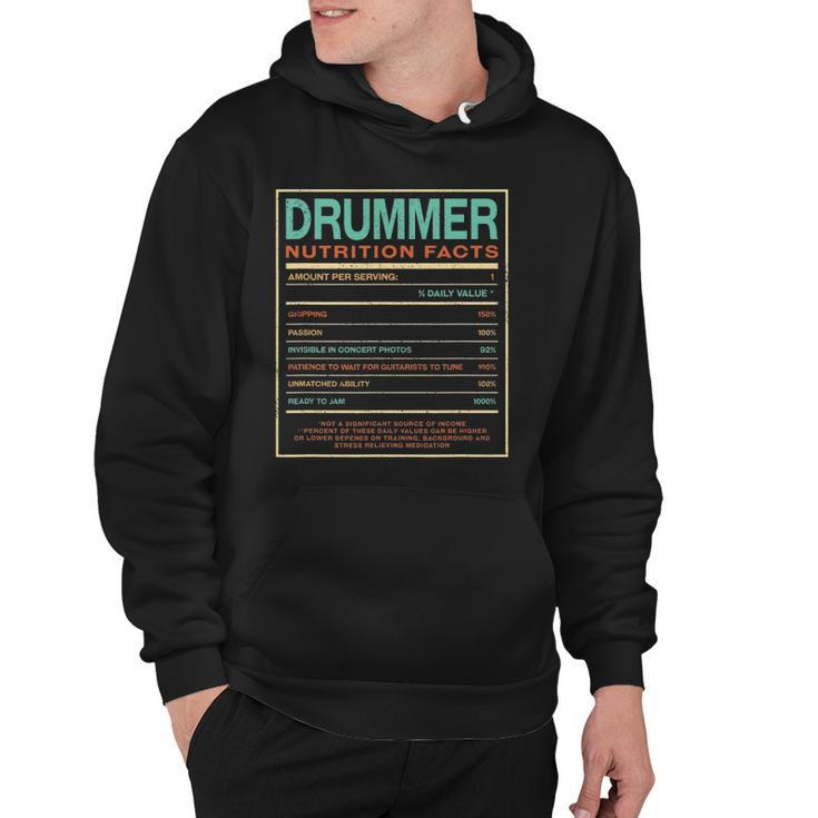 Drummer Nutrition Facts Funny Drum Player Humor Hoodie