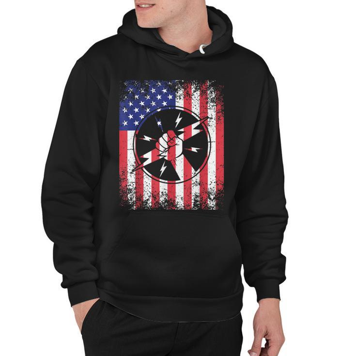 Electrician Dad Usa Flag Patriotic  4Th Of July Gift Hoodie