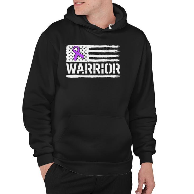 Epilepsy Warrior Gift Purple American Flag Awareness Ribbon Hoodie