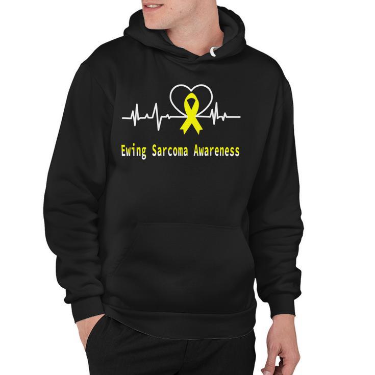 Ewings Sarcoma Awareness Heartbeat  Yellow Ribbon  Ewings Sarcoma  Ewings Sarcoma Awareness Hoodie