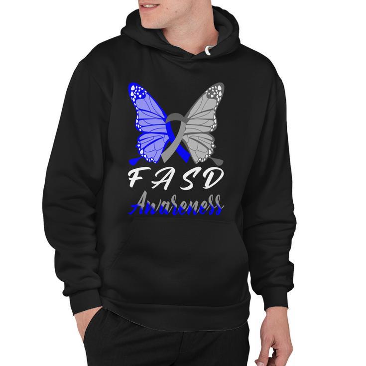 Fasd Awareness Butterfly  Blue And Grey Ribbon  Fetal Alcohol Spectrum Disorder  Fetal Alcohol Spectrum Disorder Awareness Hoodie