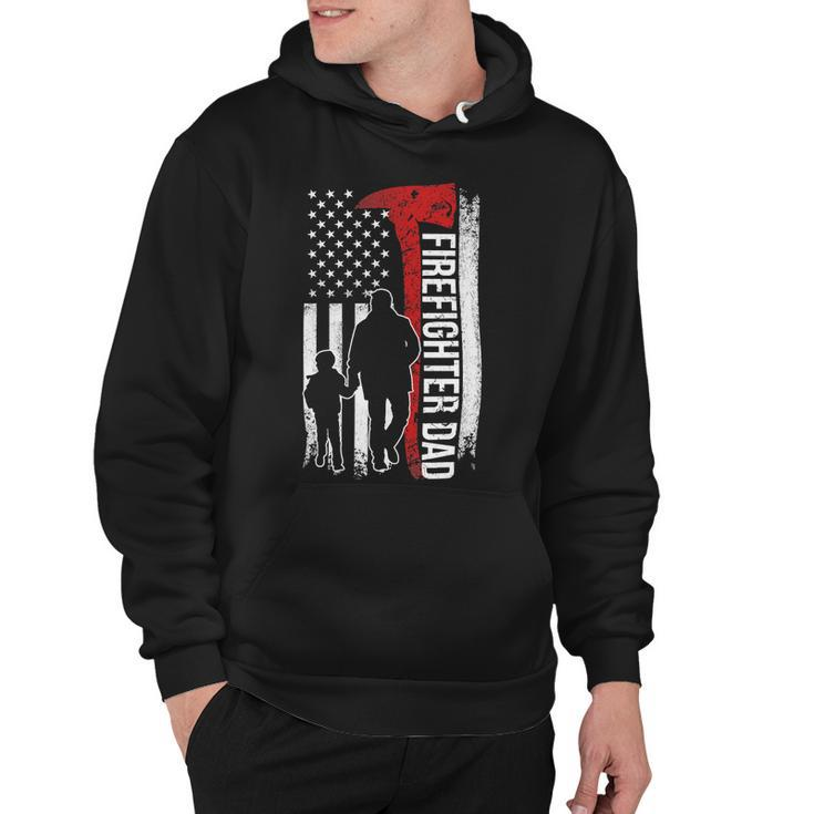 Father Grandpa Day Firefighter Dad America Flag For Hero 375 Family Dad Hoodie