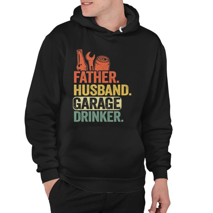 Father Husband Garage Drinker Vintage Mechanic Dad Handyman Hoodie