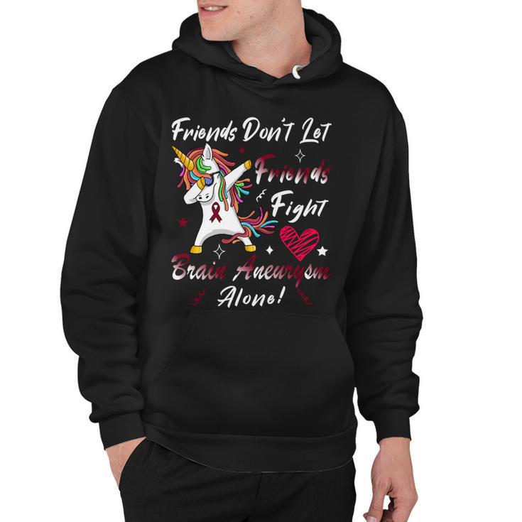 Friends Dont Let Friends Fight Brain Aneurysm Alone  Unicorn Burgundy Ribbon  Brain Aneurysm  Bpd Brain Aneurysm V2 Hoodie