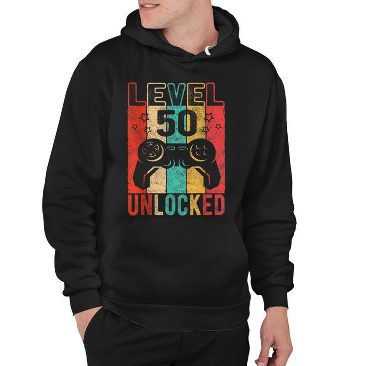 Fun 50Th Birthday Level 50 Unlocked Retro Graphic Birthday  Hoodie