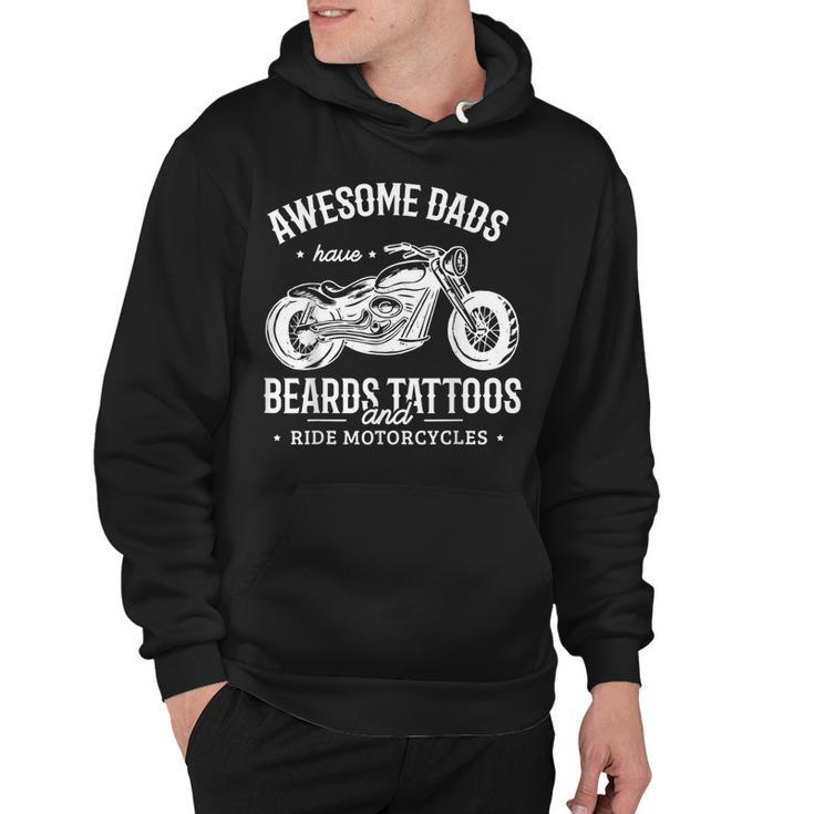 Funny Awesome Dads Have Beards Tattoos And Ride Motorcycles Hoodie