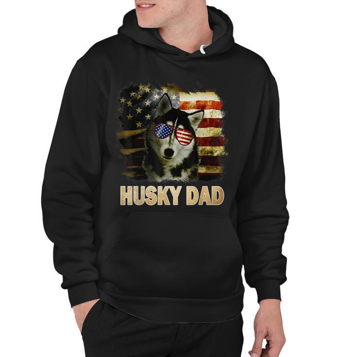 Funny Best Husky Dad Ever American Flag 4Th Of July Vintage  Hoodie